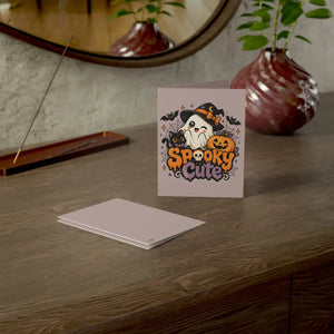 Greeting card – spooky cute halloween ghost cat & pumpkin design - cards