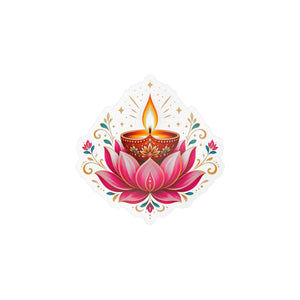 Lotus diya kiss-cut vinyl decal for diwali - home decor decals