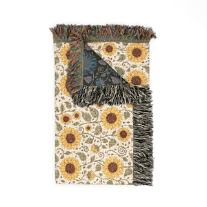 Sunflower & Midnight Floral Woven Throw Blanket