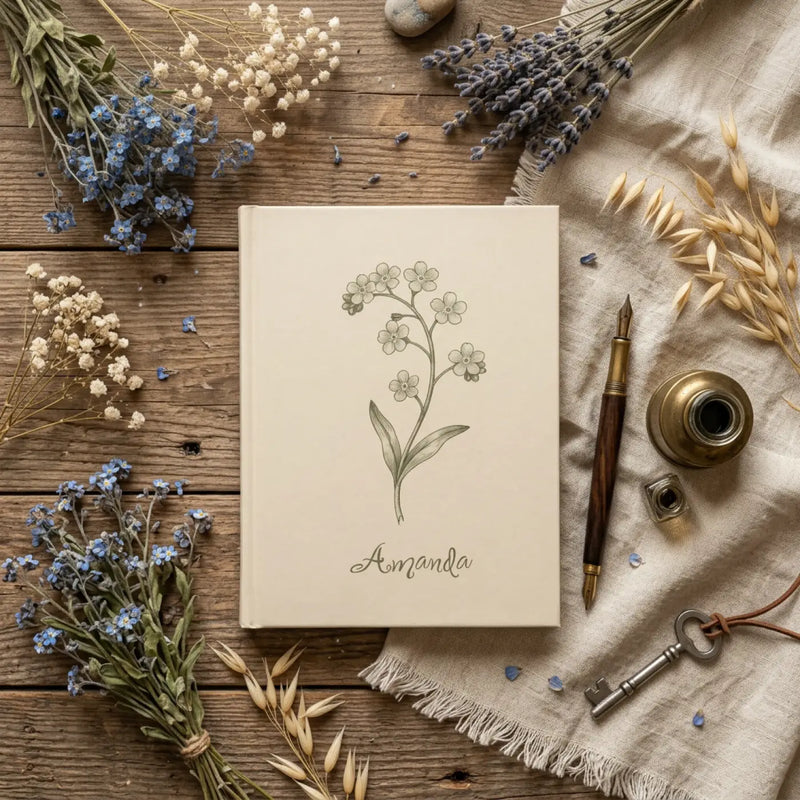 Personalized Name Floral Hardcover Journal