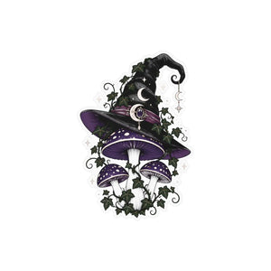 Mystical witch hat mushroom kiss-cut vinyl decal - home decor decals