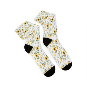 Sunflower Sublimation Socks — Floral Crew Socks with Yellow Sunflower Print