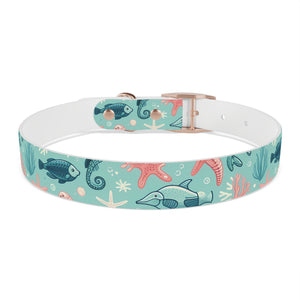 Sea Life Dog Collar — Aqua Fish & Coral Pattern for Pets