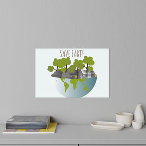 Globe with trees and houses, a concept for Save Earth Wall Decals