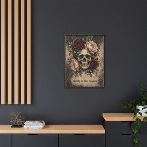 Beauty in the broken skull and floral framed canvas wall art - printable