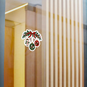 Christmas ornament wreath kiss-cut vinyl decal - home decor decals
