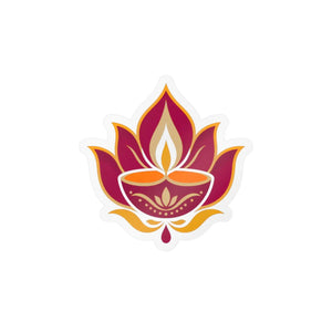 Lotus diya kiss-cut vinyl decal - home decor decals