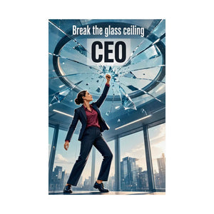 Break the Glass Ceiling CEO Poster - Inspirational Matte Vertical Wall Art for Women Leaders