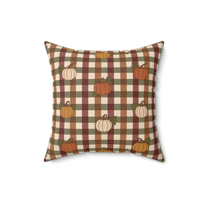 Autumn Pumpkin Plaid Pillow