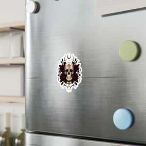 Skull and red roses kiss-cut vinyl decal - home decor decals