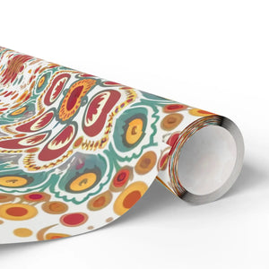 Wrapping Paper Roll — Boho Floral Medallion Gift Wrap (Retro Teal, Mustard & Coral)