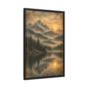 Framed canvas mountain lake sunset landscape wall art - printable