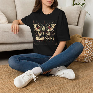Night shift moth graphic t-shirt - t-shirts