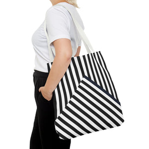 Black striped, AOP Tote Bag