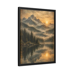 Framed canvas mountain lake sunset landscape wall art - printable