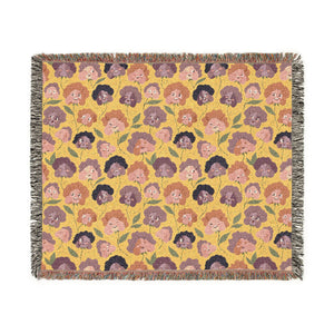Floral Woven Blanket — Retro Rose Pattern Throw for Cozy Home Decor