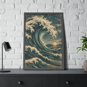 Framed ocean wave poster wall art - posters