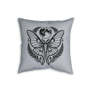 Sage, bone and charcoal palette on the DipaliZ luna moth pillow
