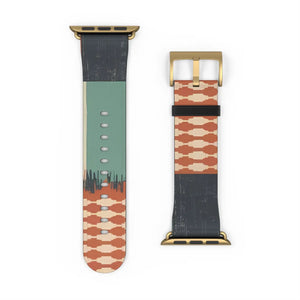 Boho Tie-Dye Watch Band – Green & Terracotta Patterned Apple Watch Strap