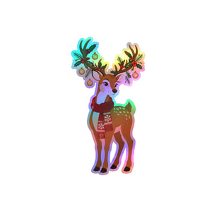 Kiss-cut vinyl decal – festive christmas reindeer with antlers - home decor decals