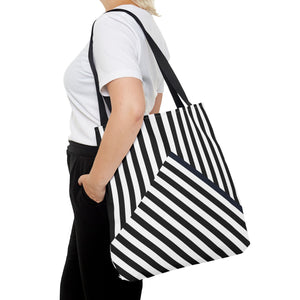 Black striped, AOP Tote Bag