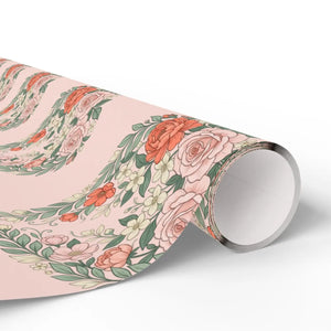 Floral pink wrapping paper roll, romantic rose pattern gift wrap