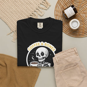 T-Shirt — "Coffee & Bones" Skeleton Coffee Graphic Tee