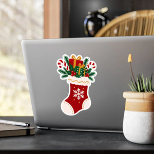 Christmas stocking kiss-cut vinyl decal - home decor decals