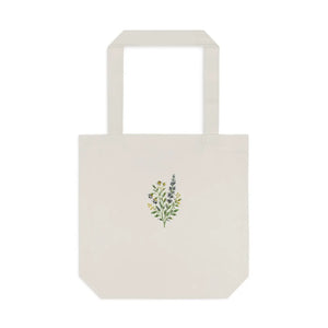 Floral Embroidered Bouquet Tote Bag - Delicate Wildflower Cotton Shopper