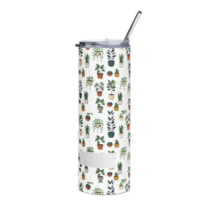 Plant Lover Skinny Tumbler 20oz – Personalized Succulent Pattern Tumbler with Straw