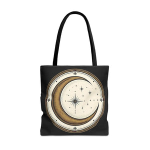 Vintage starry night artwork by DipaliZ covering a canvas tote bag from edge to edge