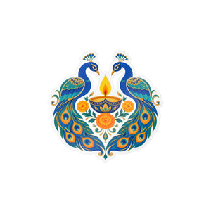 Peacock diya kiss-cut vinyl decal - home decor decals