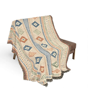 Fringe detail on the DipaliZ boho southwestern woven blanket