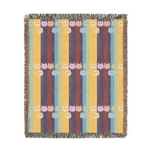 Woven Throw Blanket — Colorblock Striped Pattern Cozy Home Decor