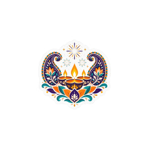 Diwali lotus paisley diyas kiss-cut vinyl decal - home decor decals