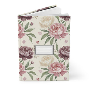 Floral Peonies Hardcover Journal — Vintage Pink Botanical Notebook