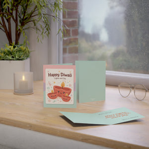 Personalized, Diwali Greeting Cards — 'Happy Diwali: Lights and Joy' Festive Card Pack (1/10/30/50 pcs)