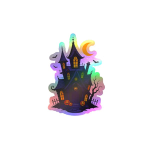 Haunted halloween castle kiss-cut vinyl decal - home decor decals