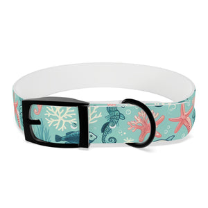 Sea Life Dog Collar — Aqua Fish & Coral Pattern for Pets