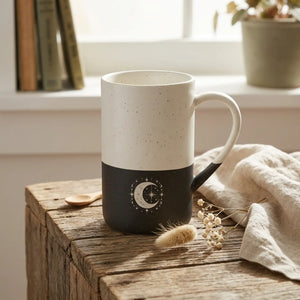 Celestial crescent moon ceramic mug - mugs
