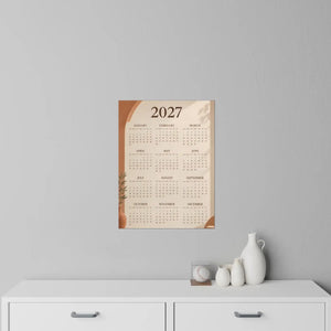 2027 Minimal Beige Wall Calendar Decal — Neutral Boho Yearly Planner