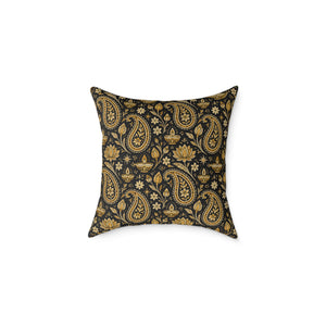 Vintage Black and Gold Paisley Pillow