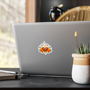 Diwali diya and marigold floral kiss-cut vinyl decal - home decor decals