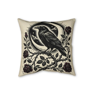 DipaliZ raven pillow shown at the 20 by 20 inch square size