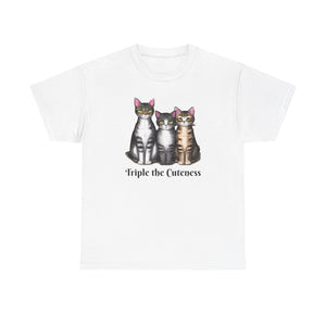 Three Cats, Triple the cuteness, Unisex Heavy Cotton Tee