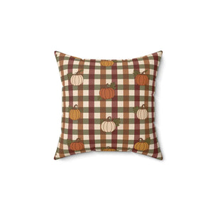 Autumn Pumpkin Plaid Pillow