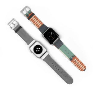 Boho Tie-Dye Watch Band – Green & Terracotta Patterned Apple Watch Strap