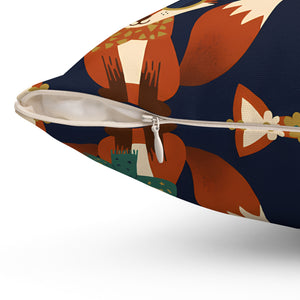 Whimsical Fox Pattern Throw Pillow — Cute Woodland Decorative Cushion
