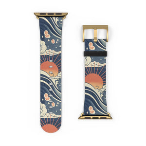 Sunrise wave watch band, japanese pattern apple strap - bands