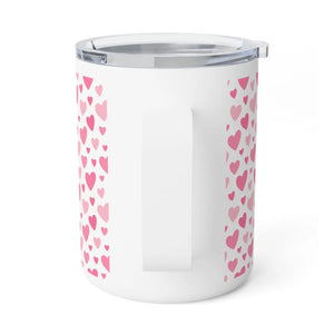 Pink heart pattern insulated coffee mug - mugs